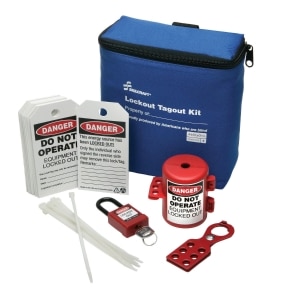 SKILCRAFT&reg; Lockout Tagout Kit with Small Plug Lockout. 24 pieces.